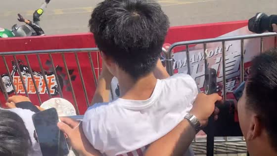 Motorcyclist loses control and crashes at China Motorcycle Trade Exhibition