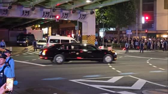 Trump’s motorcade passes through Nishiazabu Intersection in Tokyo, Japan