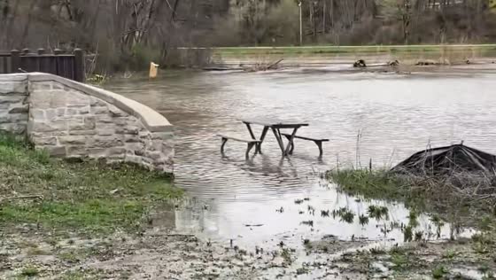 Flash flooding submerges mill pond area in Milwaukee, USA