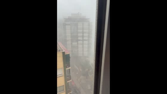 Powerful storm engulfs Alzira in heavy rain and strong winds in Valencia, Spain