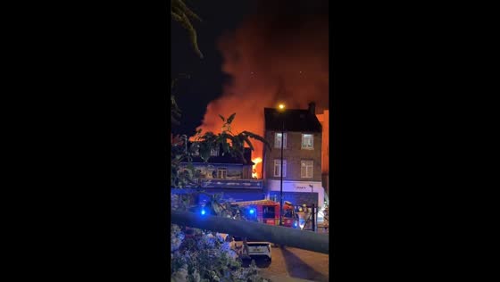 Thick smoke and flames engulf building in Forest Hill, London, UK