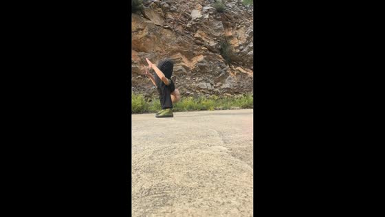 Man showcases extraordinary flexibility in outdoor contortion routine in Hebei, China,