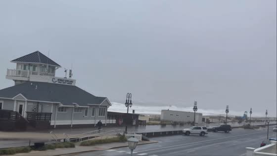 Nor’easter lashes with powerful gusts and crashing waves in Belmar, New Jersey, USA
