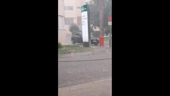 Severe hailstorm and torrential rain hit streets in Andalusia, Spain