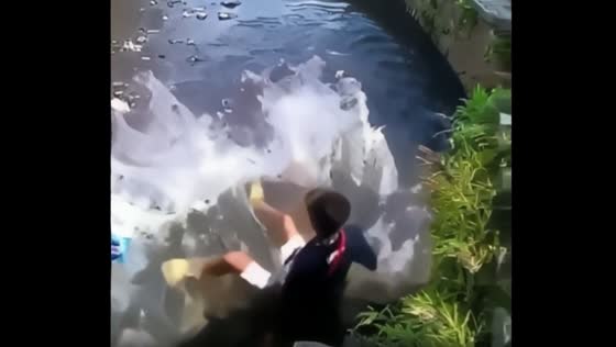 Man fell into the riverbank while fishing!