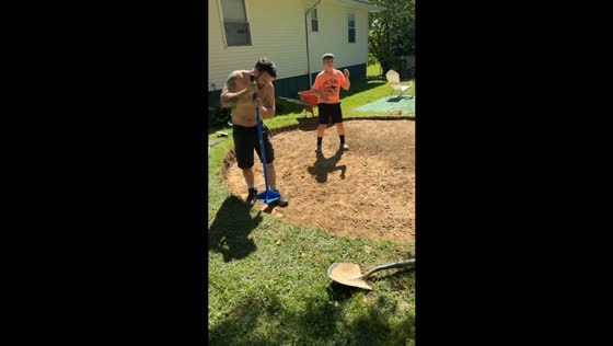 Child dances to dad's tamping sounds in Clarksburg, West Virginia