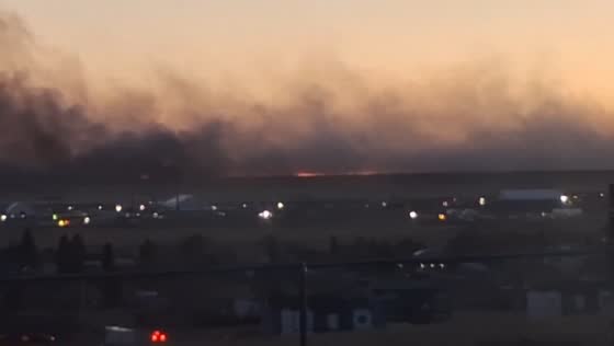 Winchester Fire engulfs dry fields near Cheyenne, Wyoming, USA
