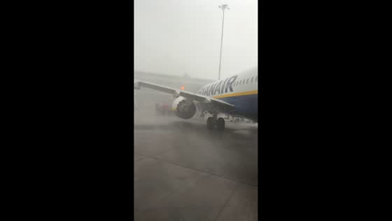 Torrential rain engulfs Dublin Airport during severe weather in Ireland