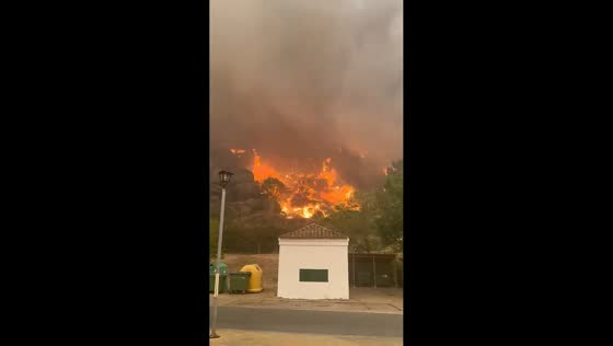 Wildfire flames advance toward homes in El Tiemblo, Spain