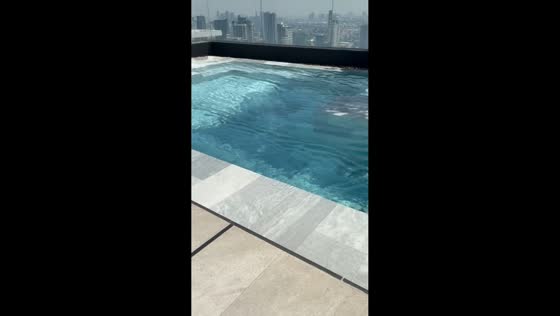 Infinity pool spills during earthquake in Bangkok, Thailand