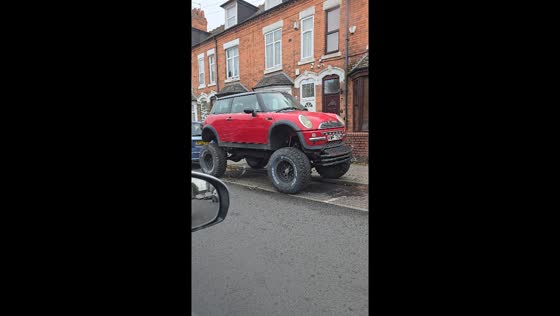 Mini Cooper transformed into monster truck in Birmingham