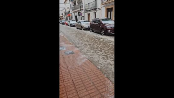 Flash flooding and hail hit during Storm Leonardo in Humilladero, Málaga, Spain