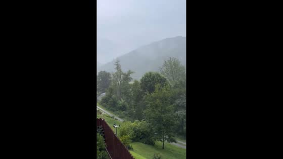 Rainy morning with foggy hills in Valle Crucis, North Carolina