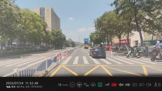 Pedestrian taps car with umbrella after failing to yield at crosswalk in Zhejiang, China
