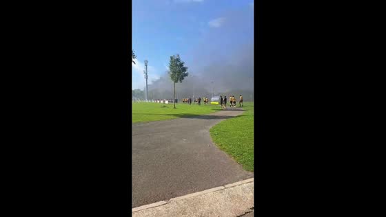 Rubbish and tyre fire sends thick smoke over Ballymun football pitch in Dublin, Ireland