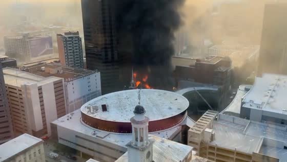 Historic First Baptist Dallas Church fire sends smoke over city