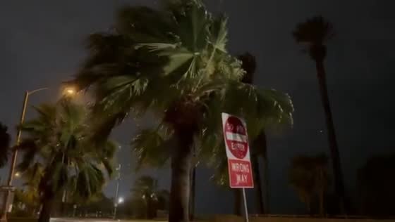 Severe storm brings heavy rain and strong winds in Santa Monica, California, USA