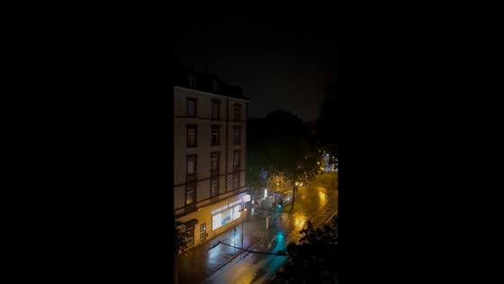 Fierce nocturnal rainstorm: illuminated skies over Sachsenhausen