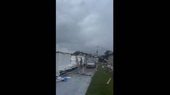 Tornado damage captured on Colonial Drive, Stuart, FL
