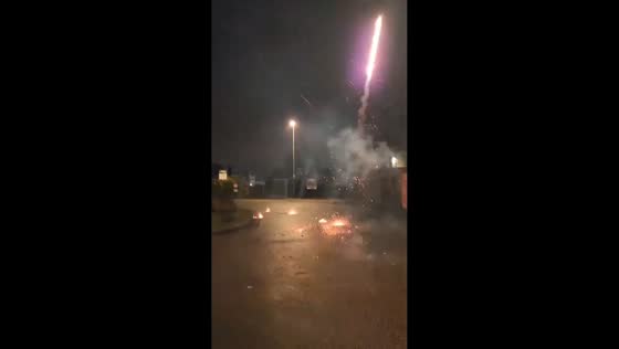 Ground spinners crackle and spin in lively fireworks display in Hunan, China