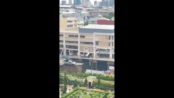 Massive sinkhole swallows road and vehicles in Bangkok, Thailand