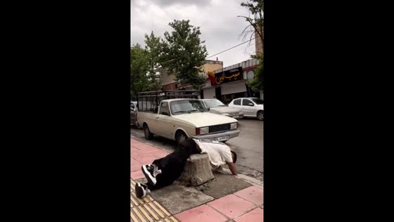Failed backflip: street stunt ends in painful stomach fall