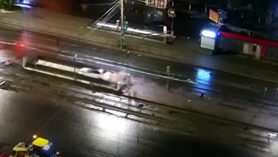 Mercedes crashes into underground passage in Chelyabinsk, Russia