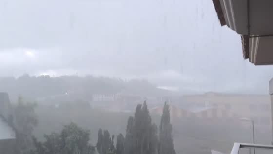 Severe hailstorm batters Alt Penedès area with intense rainfall and storm in Catalonia, Spain