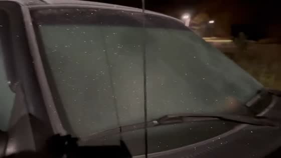 Frosty morning covers cars in thin ice in Gray, Kentucky, USA