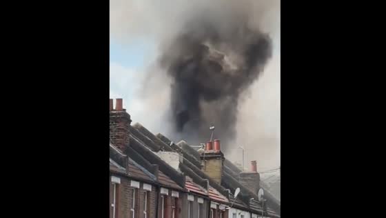Huge fire near Hounslow East tube station in London, UK