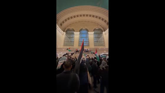 Grand Central Terminal shut down by pro-Palestinian protest in New York, USA