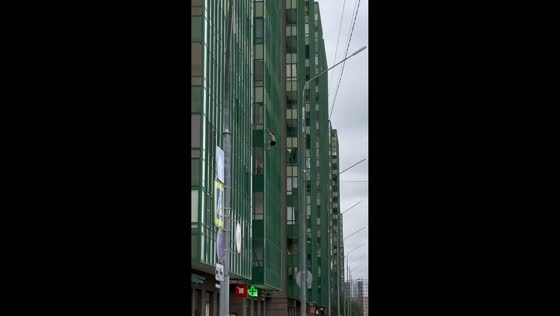 Man falls from fifth floor and lands on courier backpack in St. Petersburg, Russia