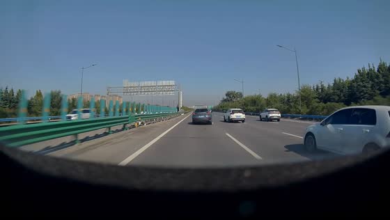 Two cars collide and spin into a highway guardrail in Anhui, China