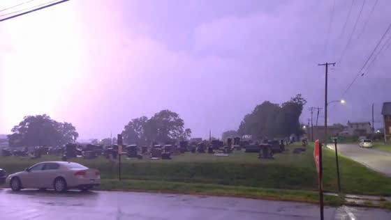 Close-up view of rain, thunder, and lightning in Brackenridge, Pennsylvania, USA