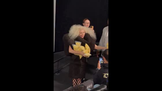 Lady Gaga hands out popcorn at early screening of Joker in Los Angeles