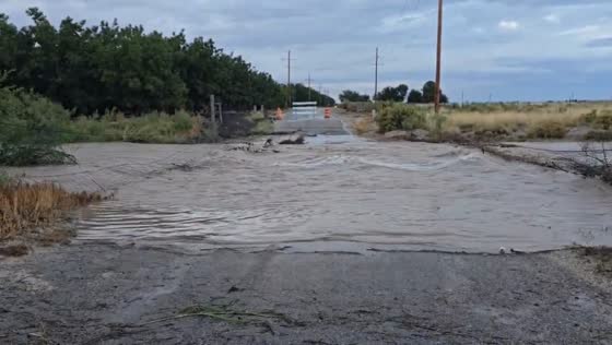 Flash flood blocks Bolton Road in Artesia, USA