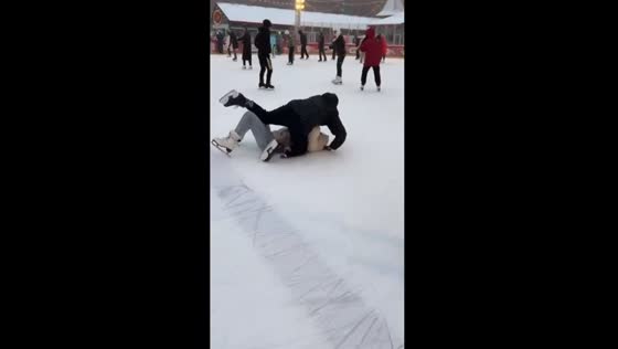 Skater's collision: ice mishap in Moscow
