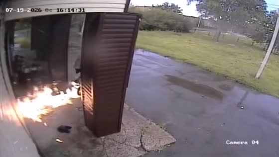 Boys hilariously use sneakers to battle unexpected fire in Novosibirsk, Russia