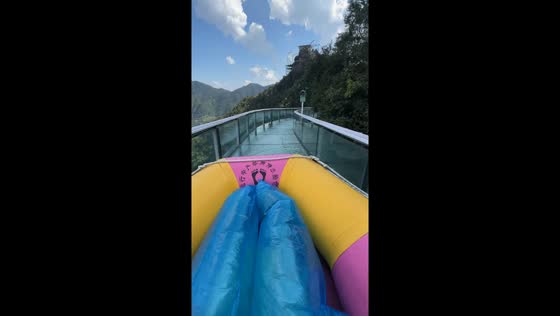 Thrilling mountain waterslide adventure in Tonglu, China