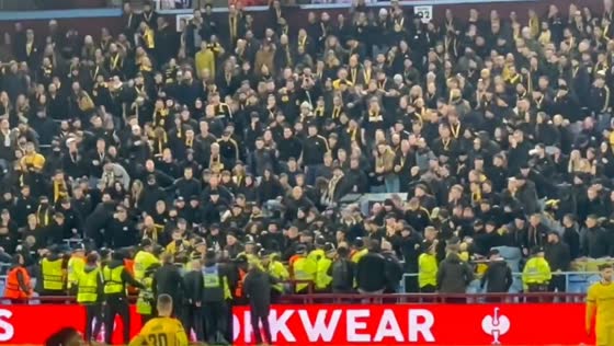Chaos as Young Boys fans clash during Aston Villa match in Birmingham, UK