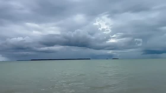 Shelf cloud and heavy rain sweep across Florida Bay in Everglades National Park, USA