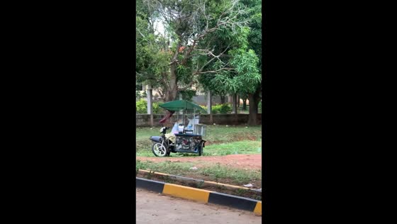 Runaway food cart chased down in Kampot, Cambodia