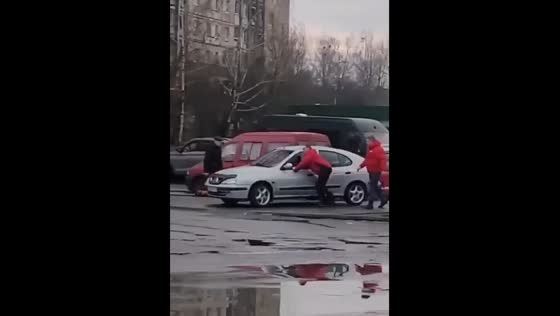 The car was driving along the street without a driver!