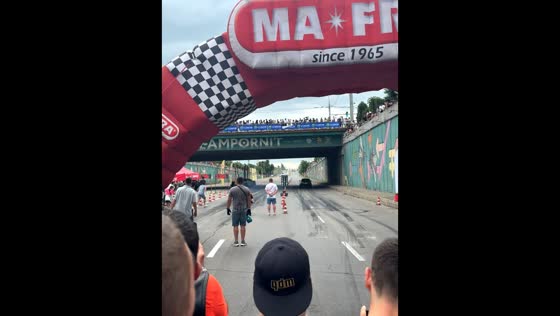 Drag race crash flips car into wall in Chișinău, Moldova