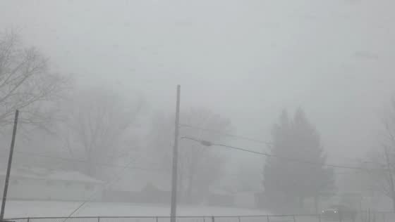 Snow squall sweeps through Toledo, Ohio, USA