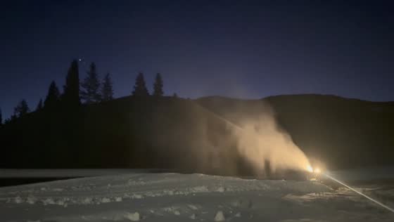 Snowmaking operations underway at Loveland Ski Area, Colorado, USA
