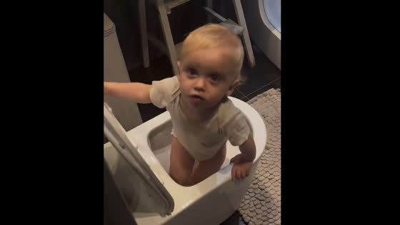 Toddler plays in the toilet in Ryazan