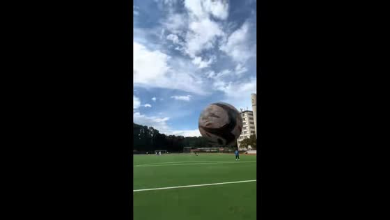 Man accidentally kicks football into camera in Yunnan, China
