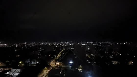 Powerful lightning bolts illuminate the night sky over Santiago, Chile