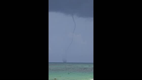 Waterspout spotted in Tulum, Mexico